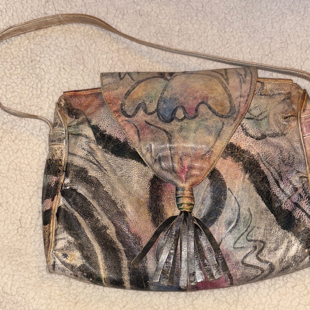Botary vintage hand painted leather bag.